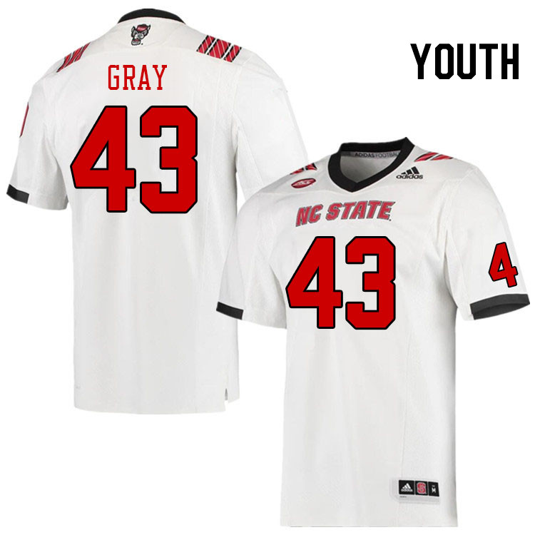 Youth #43 Dylan Gray North Carolina State Wolfpacks College Football Jerseys Stitched-White - Click Image to Close
